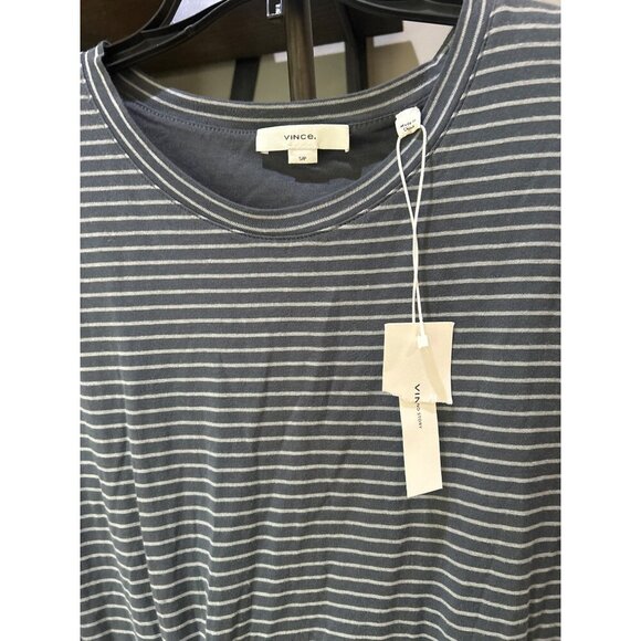 Vince Classic Stripe Tie Shirt Dress Navy White Womens Size Small - Picture 9 of 11